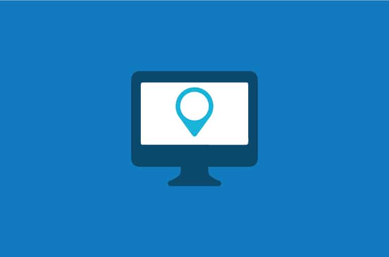 monitor with location icon