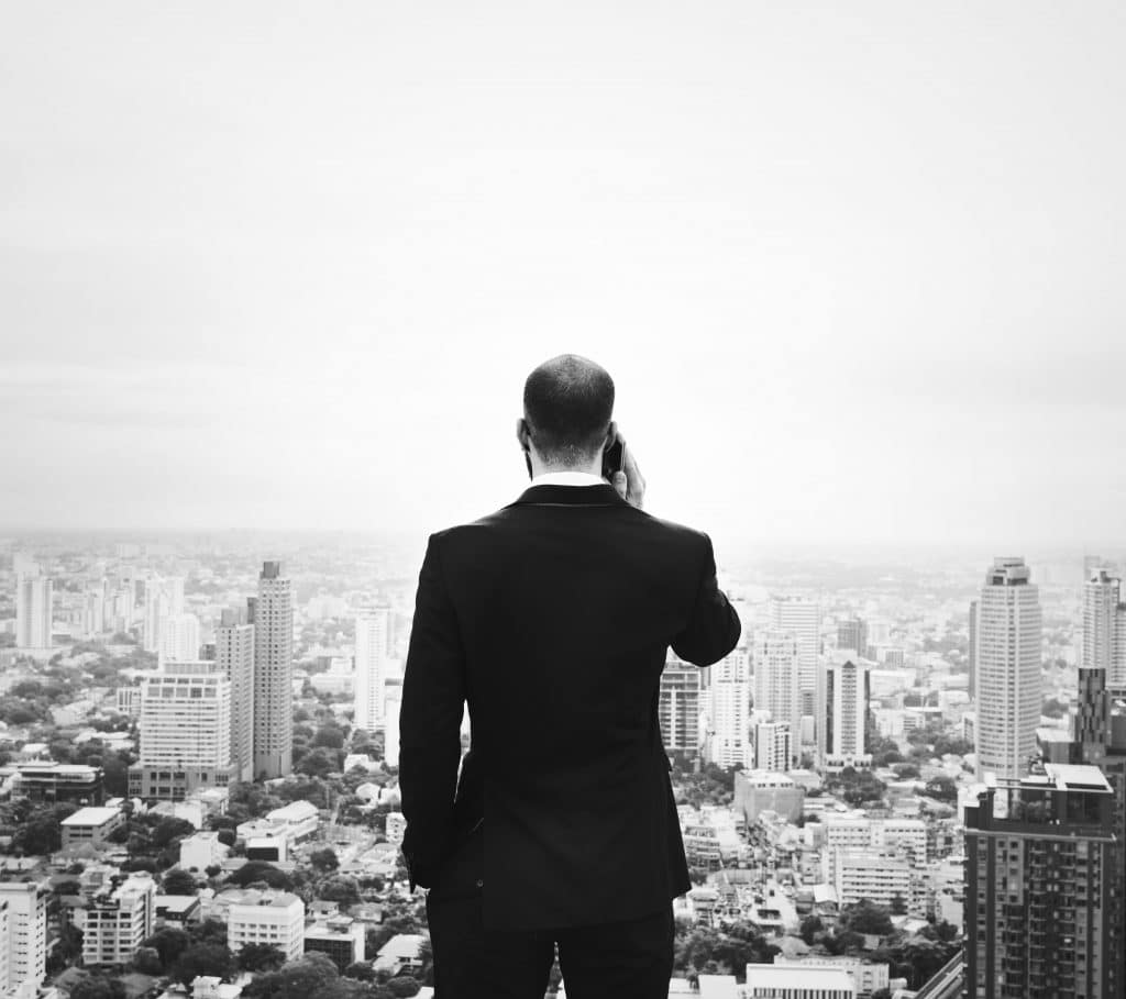 business man on cell