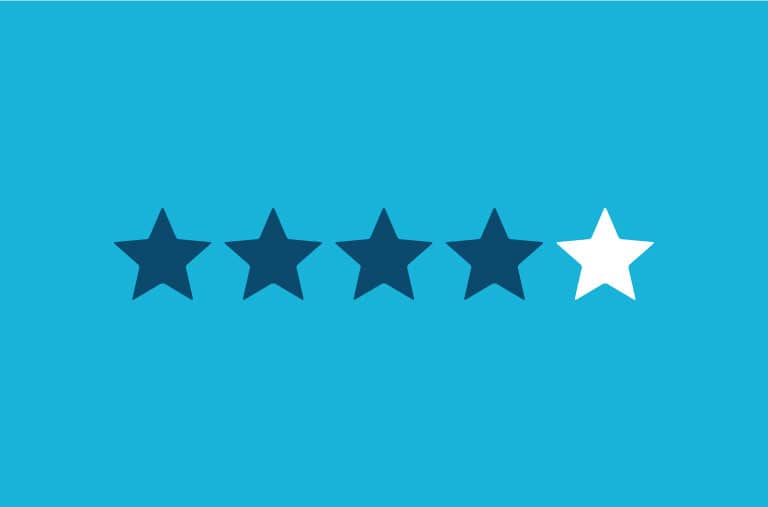 Image of four dark blue stars and one white star