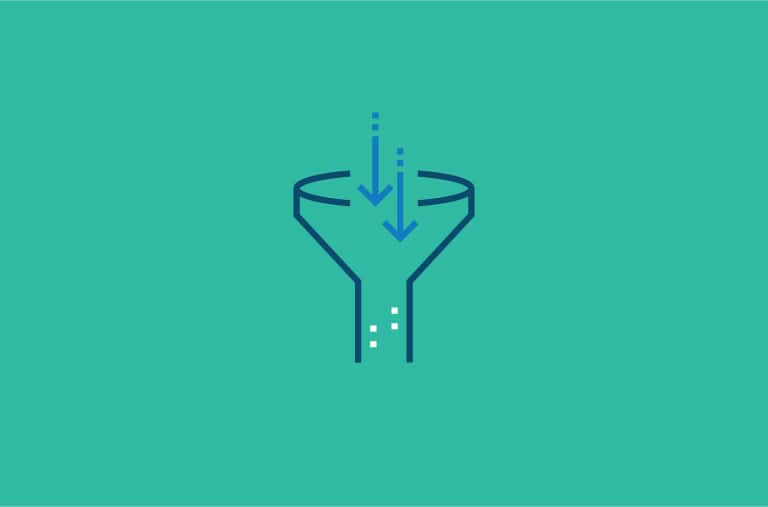 Image of arrows going down a funnel